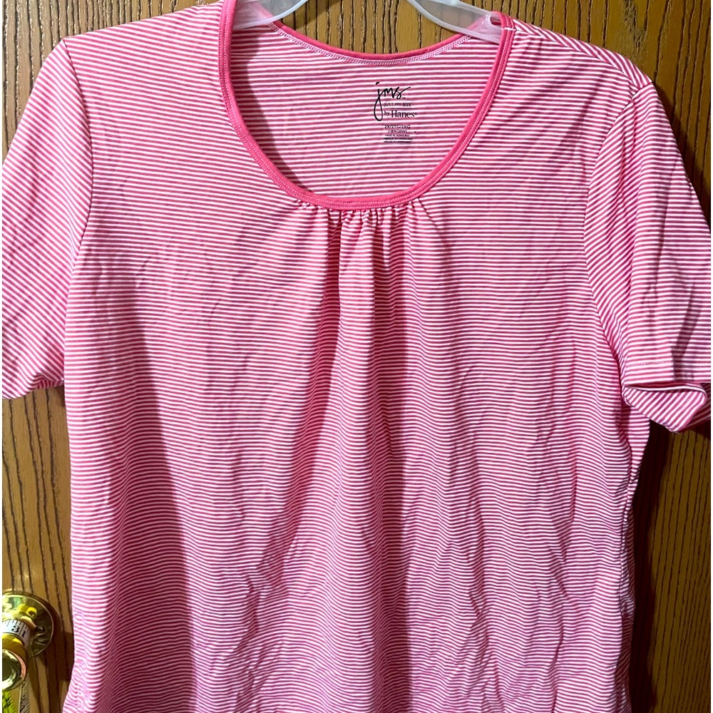 Womens Red & White Striped T-Shirt